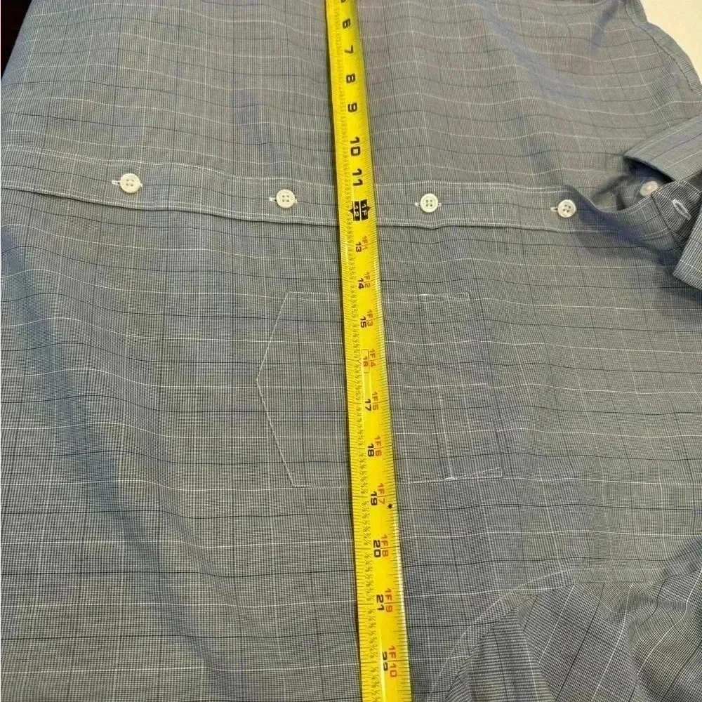 J Crew Thompson button up men’s shirt blue plaid lightweight sz XL 17 1/2